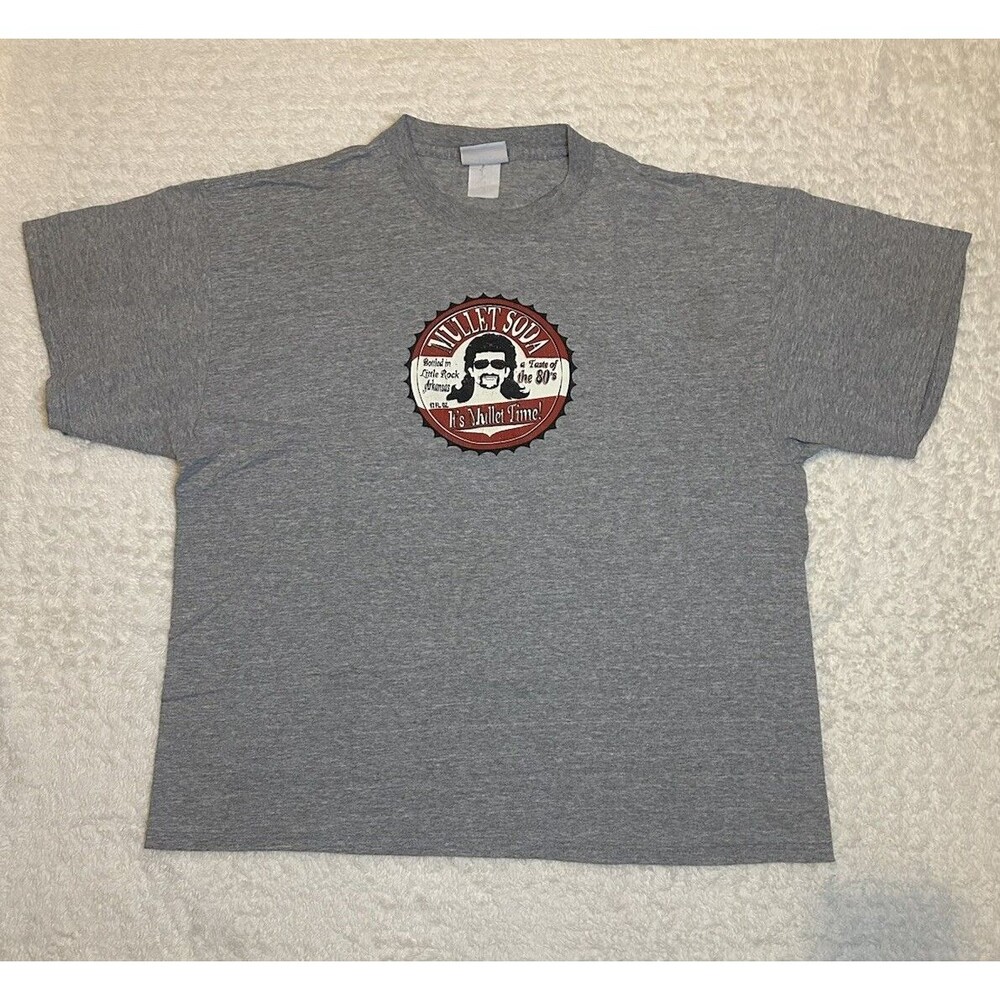 VTG 90s/00s Mullet Soda Little Rock Arkansas Bottle Cap T Shirt Grey Mens